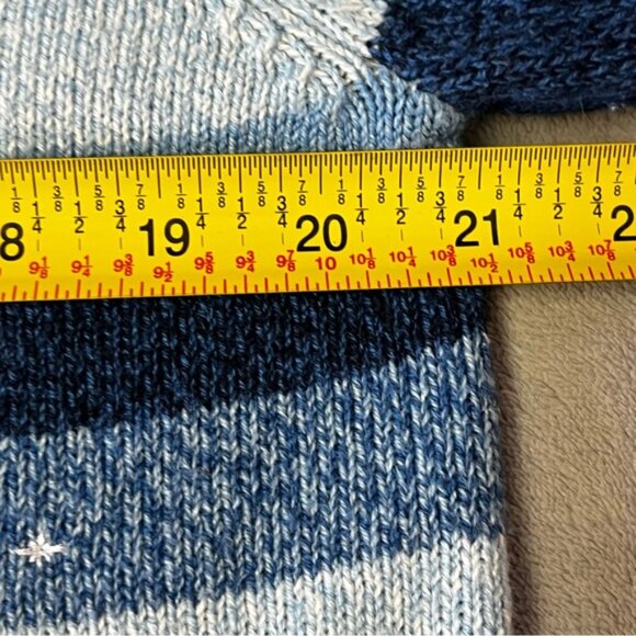 Vintage Carroll Reed Multi Shade Blues Zip Up Embroidered Knit Cardigan Sweater - Picture 7 of 10